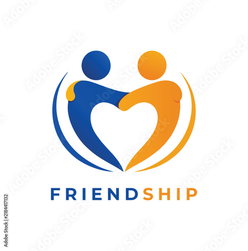 Professional modern unity friendship heart abstract people vector logo design