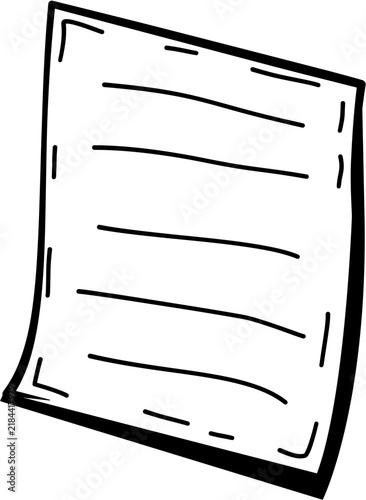 Cute Hand Drawn Blank Paper Notes Set with Lines, Sticky Note, Doodle Vector Illustration
