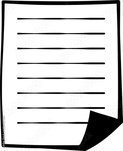 Cute Hand Drawn Blank Paper Notes Set with Lines, Sticky Note, Doodle Vector Illustration