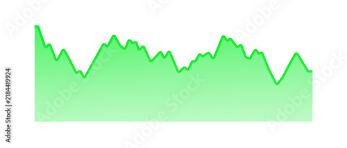 Fotografía Green line graph showing fluctuating positive financial data trend with stock ma