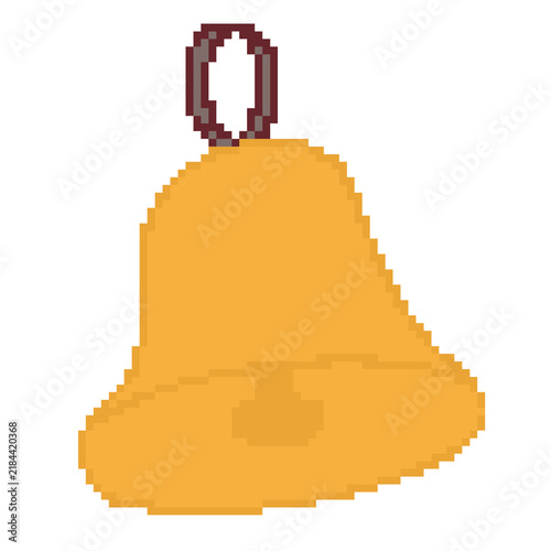 Hanging yellow bell luck handdrawn pixel art decoration