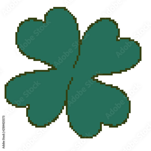 Two four leaf clovers luck handdrawn pixel art