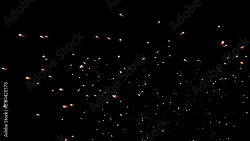 Cinematic Flying Fire Sparks and Glowing Embers on Black Background