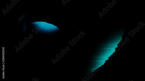 Abstract Cyan Glitch Motion Graphic on Black Background