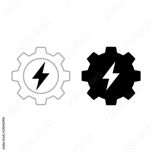 Gear icons with lightning bolt symbol
