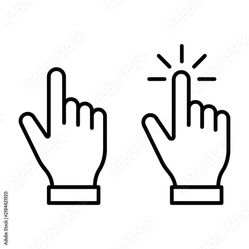 Hands with index fingers clicking and pointing up