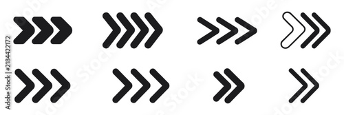 Chevron, premium black arrow symbols for fast forward navigation, direction, movement, interface controls, digital applications, and vector design.