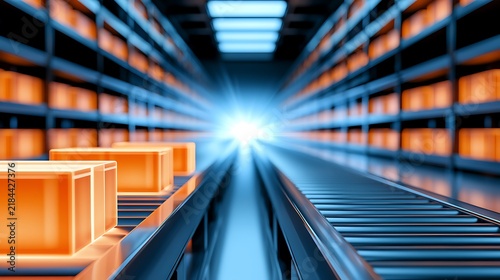 Smart warehouse management system using augmented reality technology to identify package picking and delivery . Future concept of supply chain and logistic business