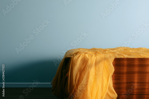 Minimalist bedroom, bedding promotion