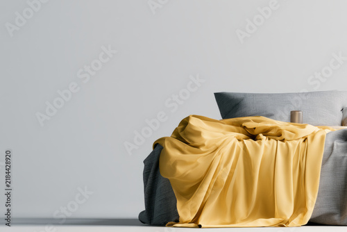 Minimalist bedroom, bedding promotion