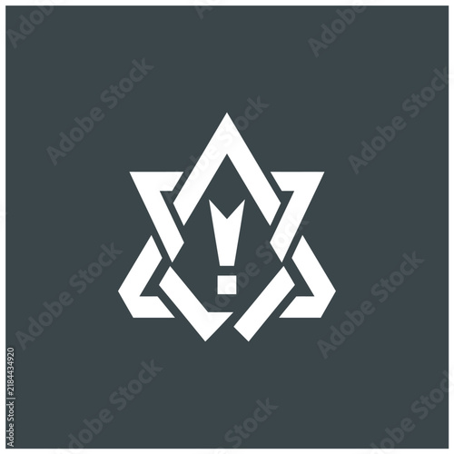 Warning Icon Inside Interlocking Geometric Star Symbol