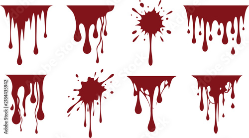 Halloween Realistic blood splatters and liquid drips pack for halloween design.