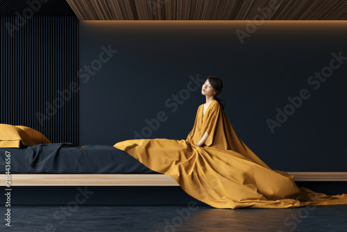 Minimalist bedroom,room, interior, bed, sofa, lamp, chair, home, furniture, w...