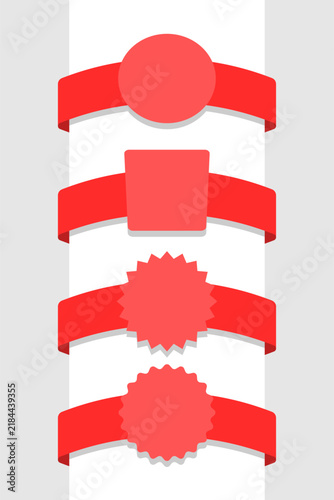 Red Ribbon Badge With Quality Seal And Blank Space For Sale Label Design