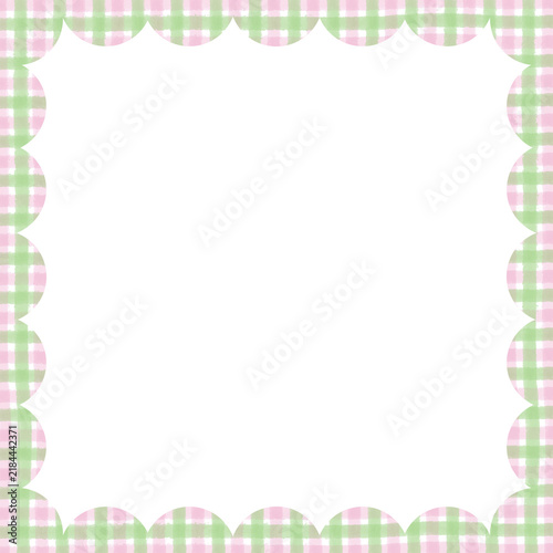 scalloped frame border gingham pattern design