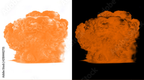 Canvas Print Orange smoke explosion illustration, fiery dust cloud effect, vibrant blast plum