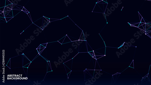 Abstract digital connectivity plexus banner vector on dark background provides modern scientific wireframe art.