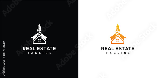 Modern Real Estate Logo Featuring House and Rocket