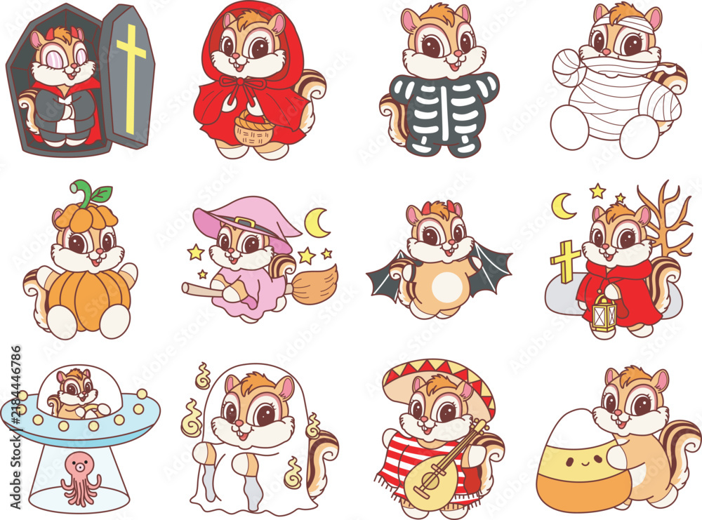 Obraz premium Cute Chipmunk sticker icon. Funny Chipmunk 