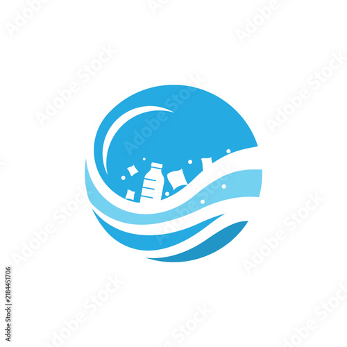 Obraz na płótnie Ocean Wave with Plastic Waste Pollution
