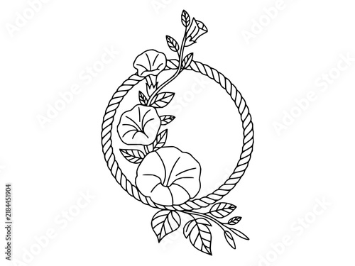Foto Decorative Floral Wreath Featuring Morning Glory Flowers and Leaves Entwined Aro