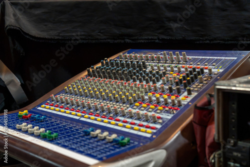 Audio mixer console for live sound production and broadcasting
