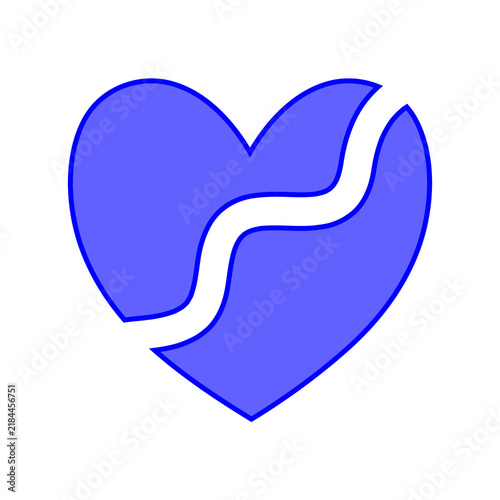 Foto Blue heart shape with a jagged line dividing it during a conceptual representati