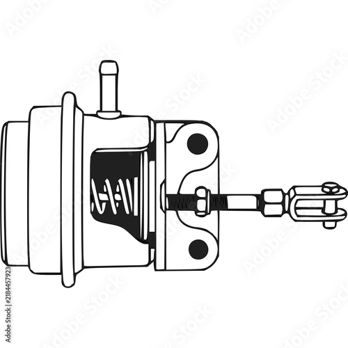 Obraz na plátne Black and white vector logo design featuring an automotive turbocharger wastegat