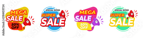 Foto Vibrant Mega Sale and Super Sale banners for promotions on transparent backgroun