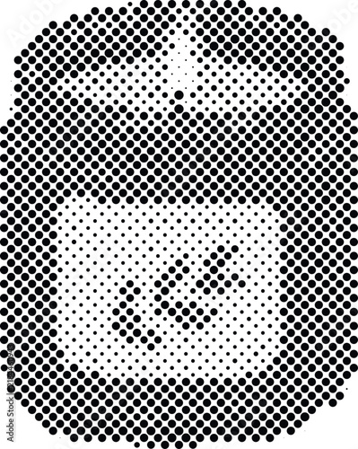 Halftone black dot candle with paper tag and flame for autumn decor