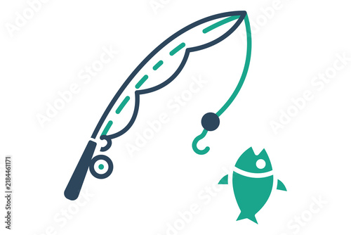 Fishing icon. solid icon style. icon related to hobby and recreation. holiday elements vector illustration
