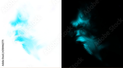 Photography Ethereal blue smoke profile, abstract ghostly face silhouette, mystical vapor po