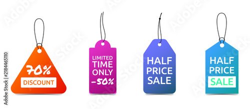 Obraz na płótnie Discount tags for sales and promotions transparent background