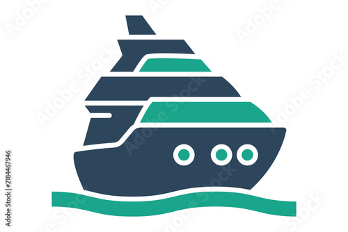 Yacht icon. solid icon style. icon related to recreational boats. summer elements vector illustration