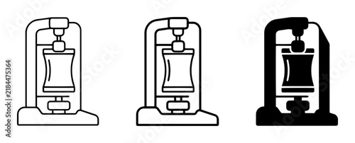 3D printer silhouette icons, industrial machinery, manufacturing technology