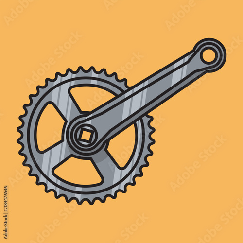 Bild auf Leinwand vector illustration of a bicycle crankset featuring a single chainring and a crank arm