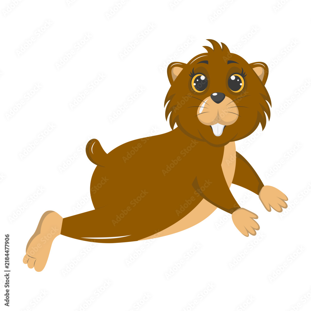 Fototapeta premium Groundhog Illustration in Cartoon Design.