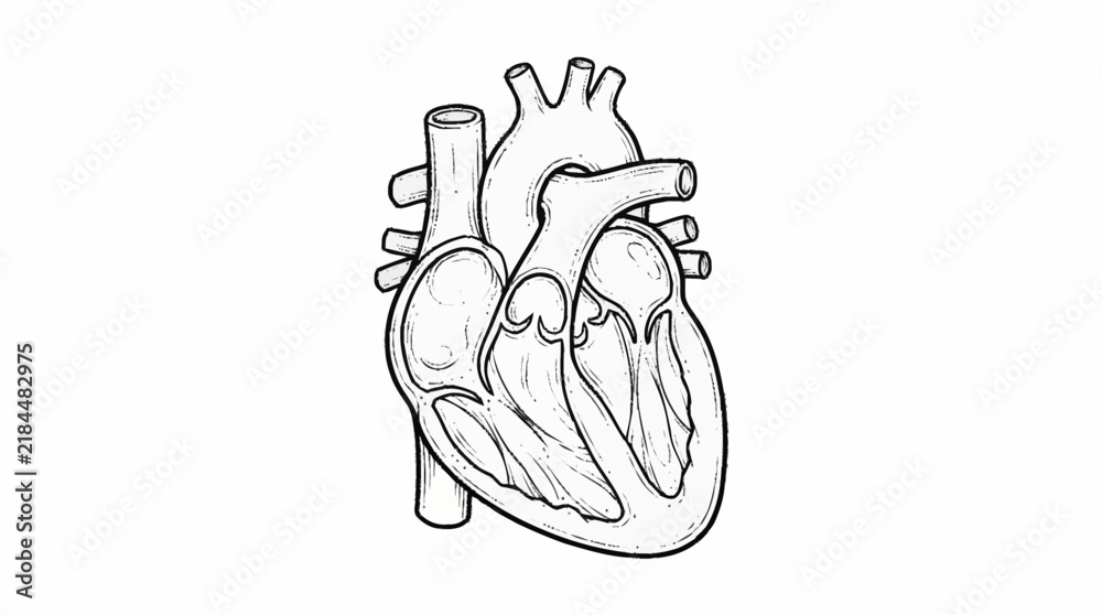 Obraz premium Anatomical Diagram of Human Heart Illustration.