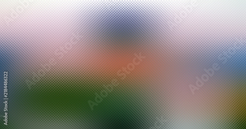 Soft multi color gradient background viewed through a fine textured glass square grid pattern overlay