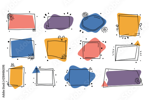 Hand Drawn Doodle Frames and Shapes Collection Keywords: doodle, frame, shape, border, hand