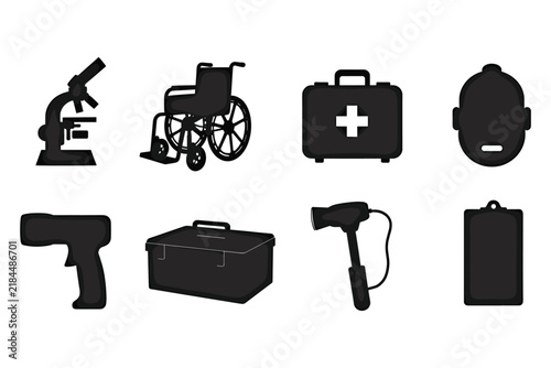 Medical And Tool Icons Set On White Background tools