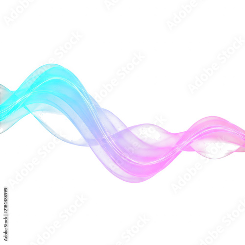 Abstract flowing wave of gradient blue and pink smoke isolated on a transparent background for modern digital art and graphic design