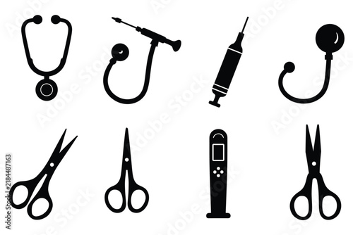 Medical Instruments Silhouette Collection stethoscope