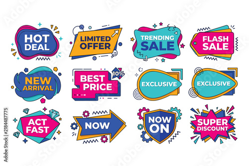 Modern Sale and Offer Badges with Geometric Shapes
