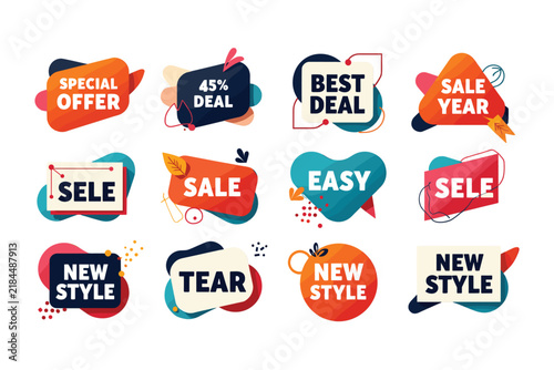 Modern Sale and Style Badges with Abstract Shapes special offer