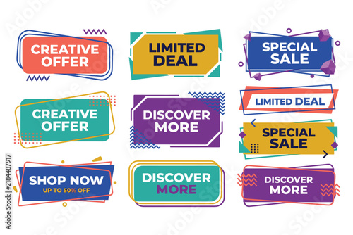 Modern Sale And Offer Banners With Abstract Shapes Keywords: sale, offer, banner, creative offer