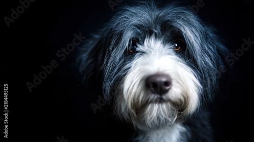 terrier. Close-up portrait of a Tibetan terrier with fluffy fur and soft natural lighting. wildlife magazines, conservation campaigns, designed for eco-tourism storytelling, celebrates biodiversity.