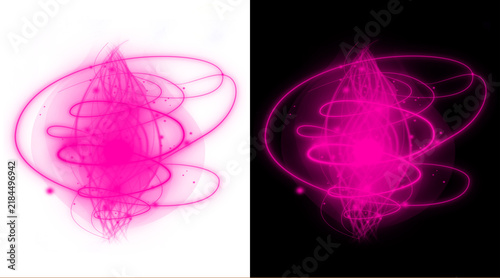 фотографія Glowing pink energy swirl with magic light trails, neon ethereal vortex on black
