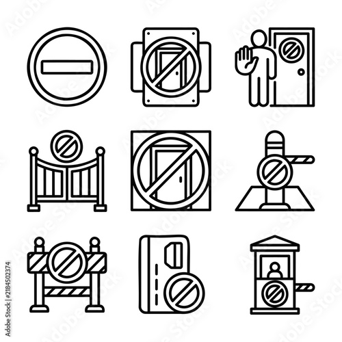 Prohibition and restricted area outline icon set