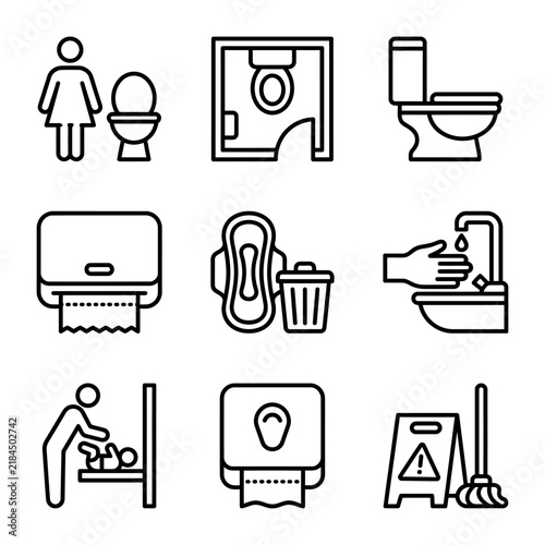 Bathroom and hygiene outline icon collection
